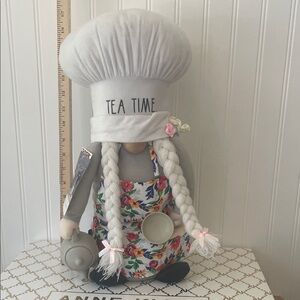 Rae Dunn Tea Time Chef Gnome with Floral Apron